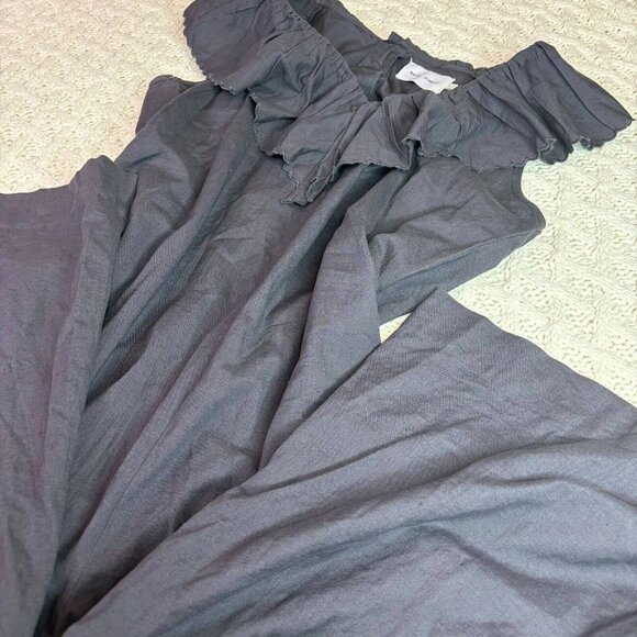 Maria Stanley Anthropologie Cascada Ruffle Jumpsuit, Black Wide Leg Romper, Sz L - Picture 12 of 12